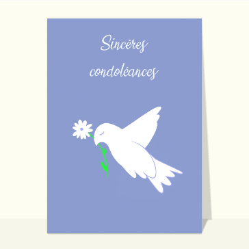 Sincères condoléances et colombe paisible