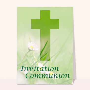 Carte première communion : Invitation 1ère communion verte