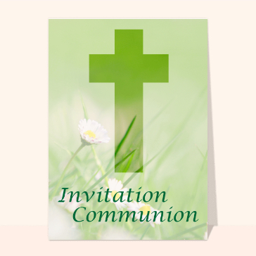 Carte première communion : Invitation 1ère communion verte