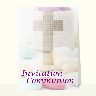 Carte première communion : La 1ère communion avec des dragées