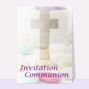 Carte première communion : La 1ère communion avec des dragées