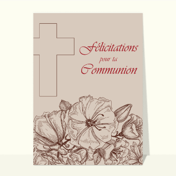 Carte première communion : Félicitations communion avec une gravure