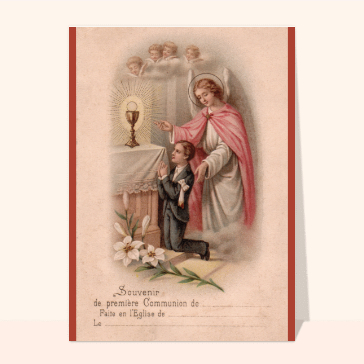 Carte première communion : Souvenir de première communion