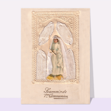 Carte première communion : Souvenir de communion jeune fille