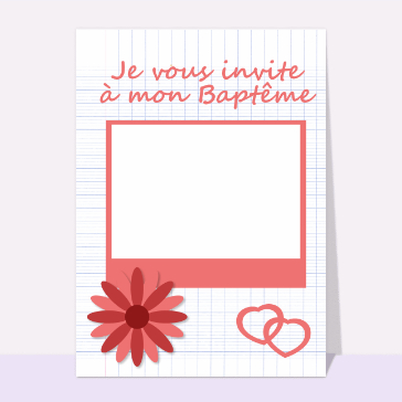 carte de baptême : Je vous invite à mon baptême fille