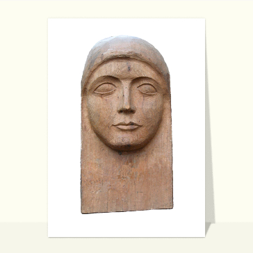 carte de baptême : Vierge en bois