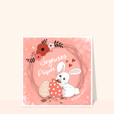 carte amusante de Pâques : Joyeuses Pâques lapin gourmand