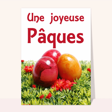Carte de Pâques : Une joyeuse Pâques avec des oeufs