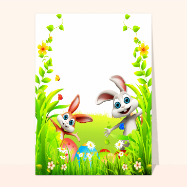 Carte de Pâques : Les lapins de pâques personnalisable