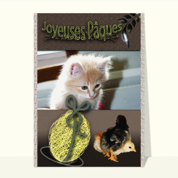 Carte Joyeuses pâques petit chaton