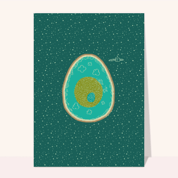 Carte de Pâques : Planète oeuf de Pâques