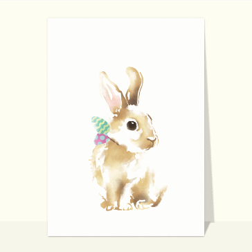 Carte de Pâques : Aquarelle de lapin de Pâques