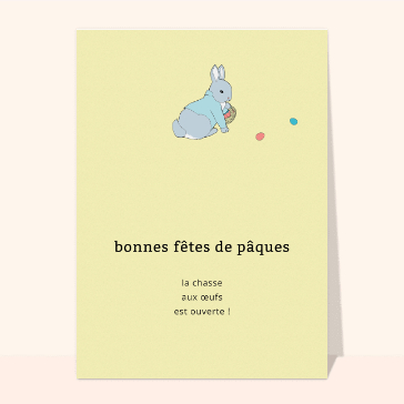 Carte de Pâques : Bonnes fêtes de Pâques et petit lapin