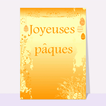 Carte de Pâques : Joyeuse paques orange
