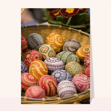 Carte de Pâques : Panier oeufs de paques