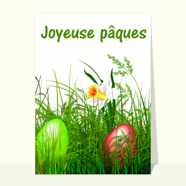 Carte de Pâques : Joyeuses pâques et les oeufs cachés
