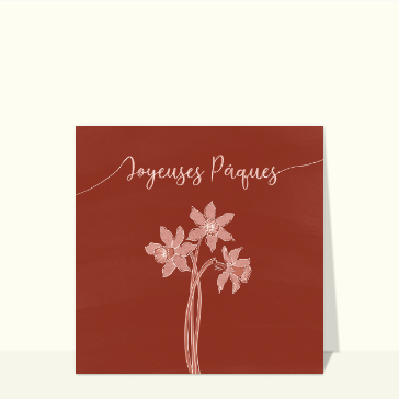 Carte Joyeuses Pâques avec des jonquilles