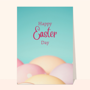 Carte de Pâques : Happy Easter Day couleurs pastel