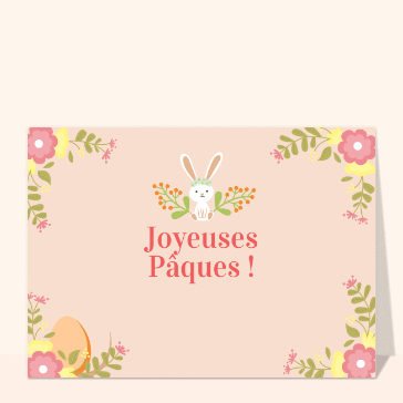 Joyeuses Pâques lapin et fleurs