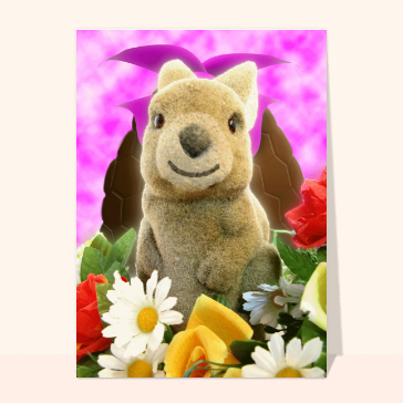 Carte de Pâques : Lapin de paques nounours