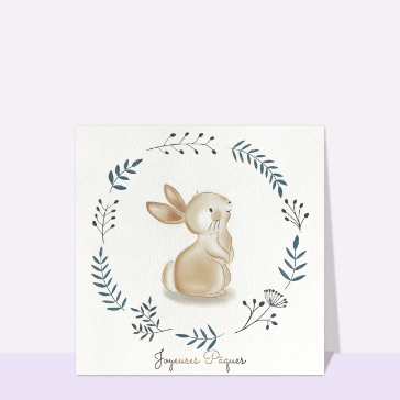 Carte de Pâques : Petit lapin joyeuses Pâques