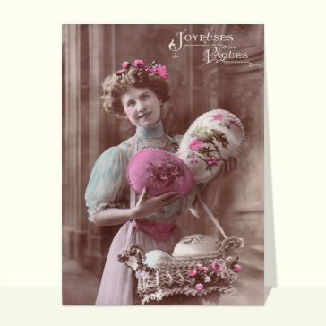 Joyeuses Paques avec une jeune femme