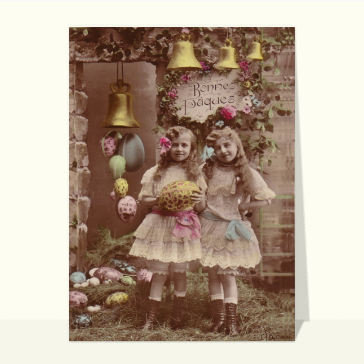 Bonnes Paques avec deux petites filles
