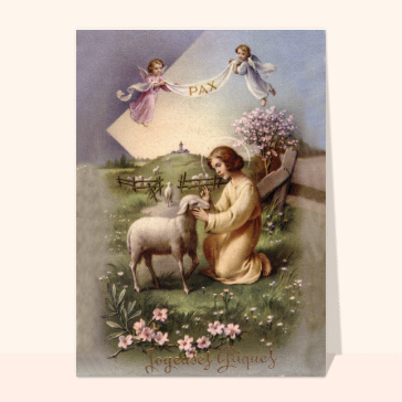 L'agneau Pascal sur une carte ancienne Cartes anciennes de Pâques