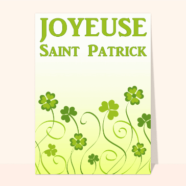 Carte Saint Patrick : Trèfles joyeuse Saint Patrick