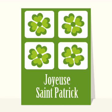 Carte Saint Patrick : 4 trèfles joyeuse Saint Patrick