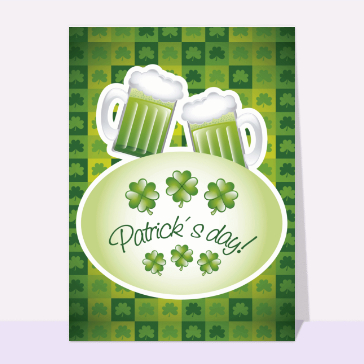 Carte Saint Patrick : Des trèfles et de la bière