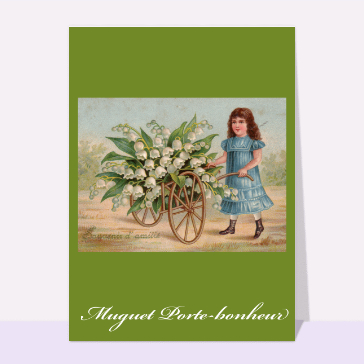 Carte ancienne Muguet porte bonheur