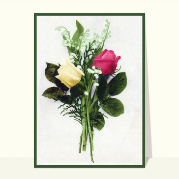 Bouquet du 1er Mai et roses Cartes anciennes 1er Mai