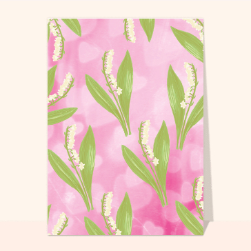 Religieux, saints et fêtes diverses : Muguet sur fond rose