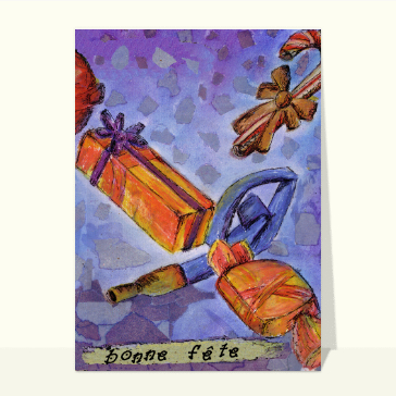 carte pour souhaiter une fête : Bonne fête cadeau et bonbon