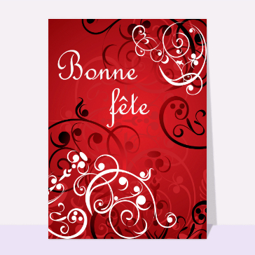 carte pour souhaiter une fête : Bonne fete sur fond rouge