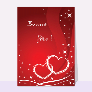 carte pour souhaiter une fête : Bonne fete avec coeurs