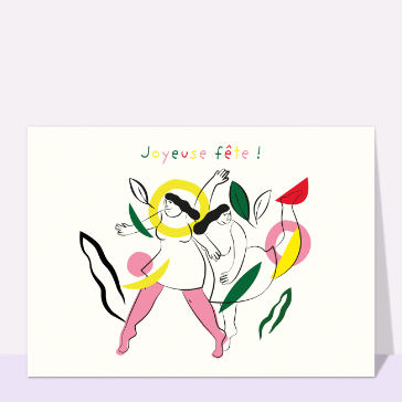 carte pour souhaiter une fête : Joyeuse fête colorée et dansante