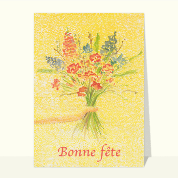 Bonne fête et bouquet à la gouache