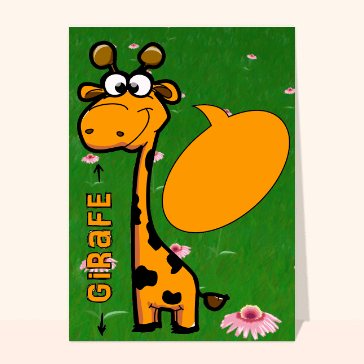 Carte z`animaux bulle vide : Elle parle la girafe