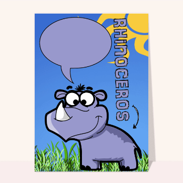 Carte z`animaux bulle vide : Le rhinoceros qui parle