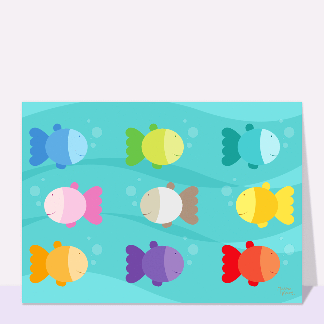 Poissons colorés pour un 1er avril amusant Carte 1er avril — free download