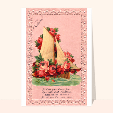 Humour : Carte ancienne 1er avril en rose