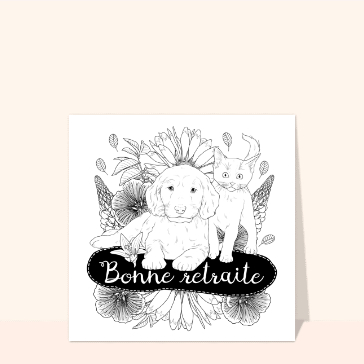 Bonne retraire chiens à colorier