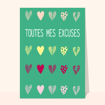 Toutes mes excuses avec des coeurs