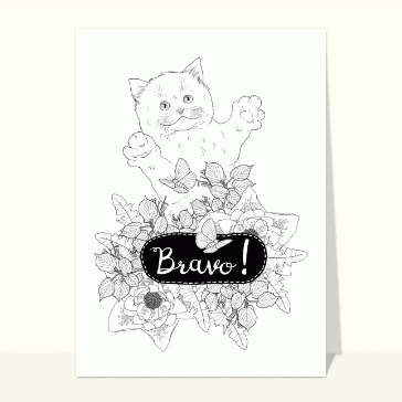 Coloriage de félicitations et chat