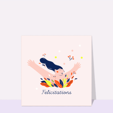 carte félicitation : Félicitations féminine et joyeuse