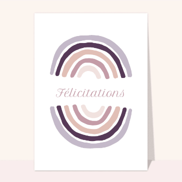 carte félicitation : Félicitations arc-en-ciel rose et violet