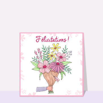 Félicitations bouquet de fleurs roses