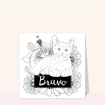 Bravo avec un chat à colorier